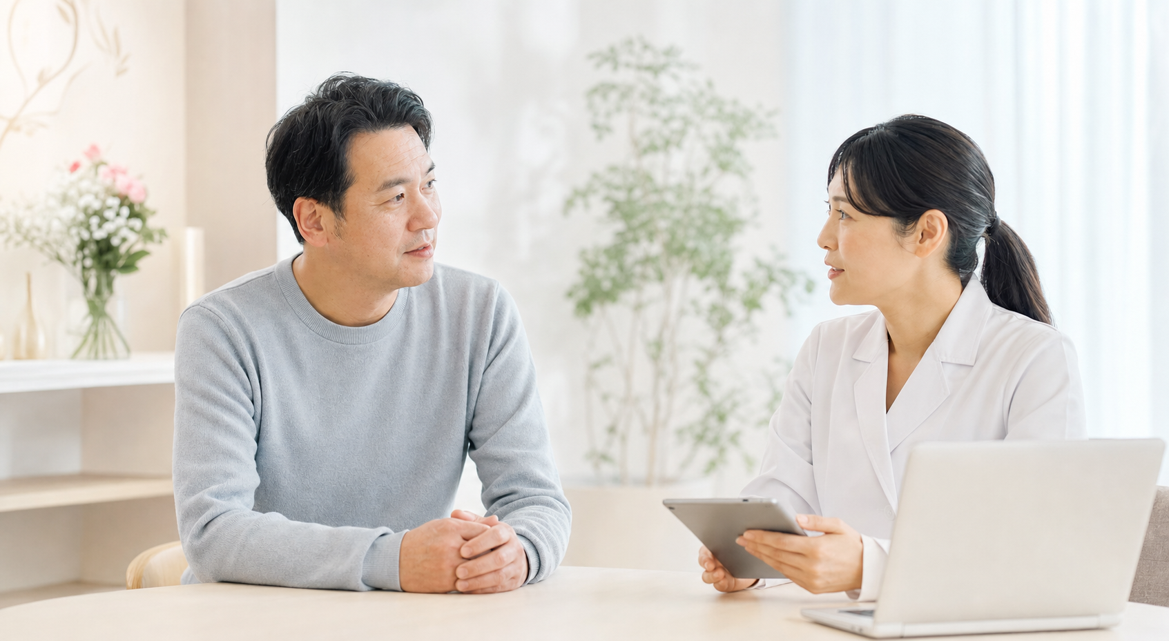 オンライン診療をスマートフォンで相談する落ち着いた日常イメージ