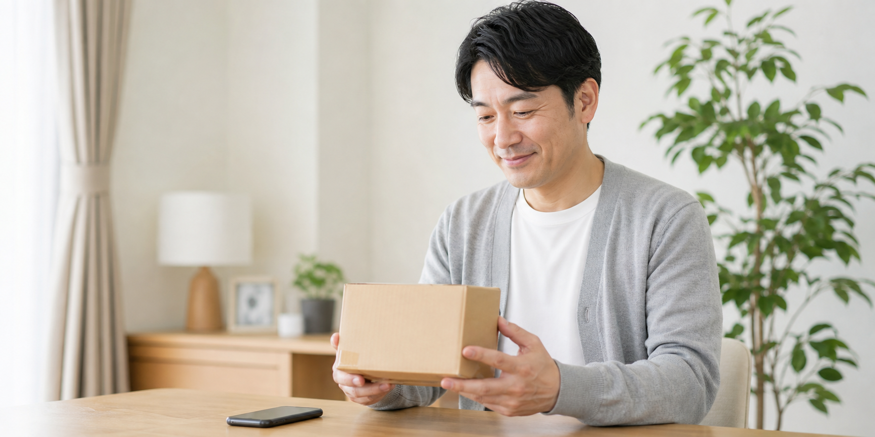 オンライン診療をスマートフォンで相談する落ち着いた日常イメージ