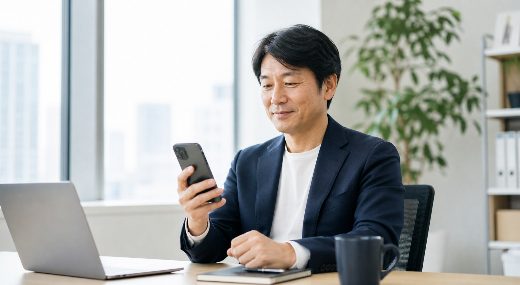 オンライン診療をスマートフォンで相談する落ち着いた日常イメージ